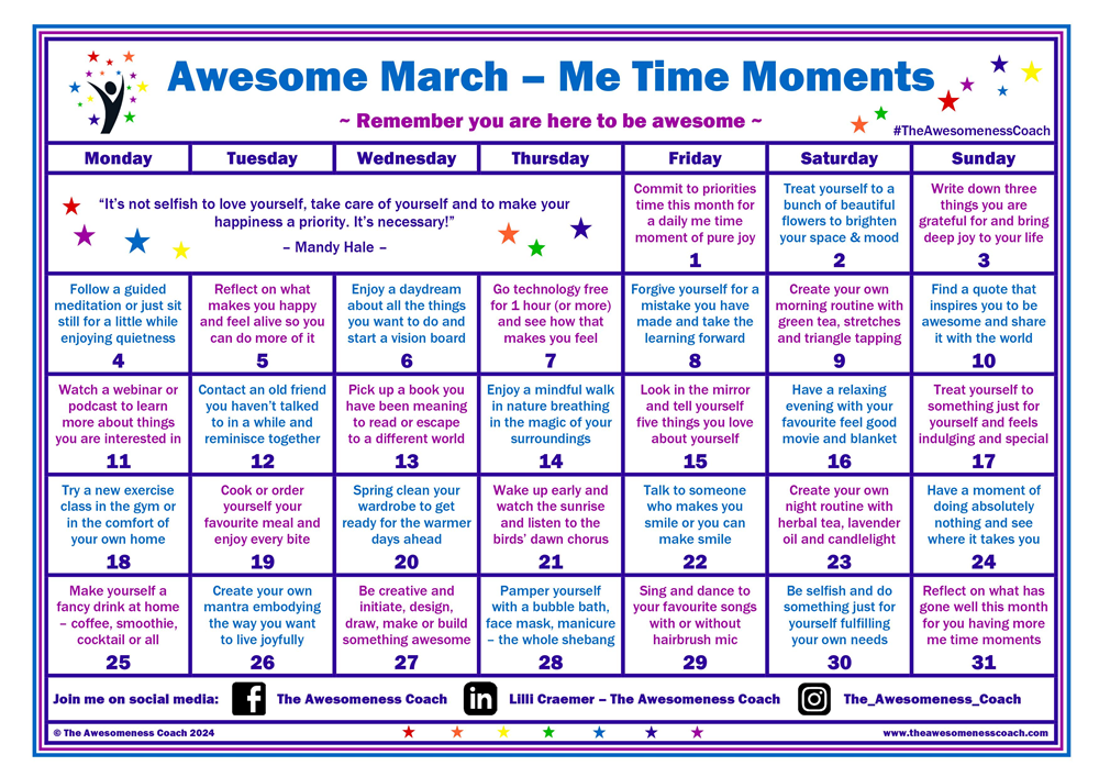 Awesome March – Me Time Moments